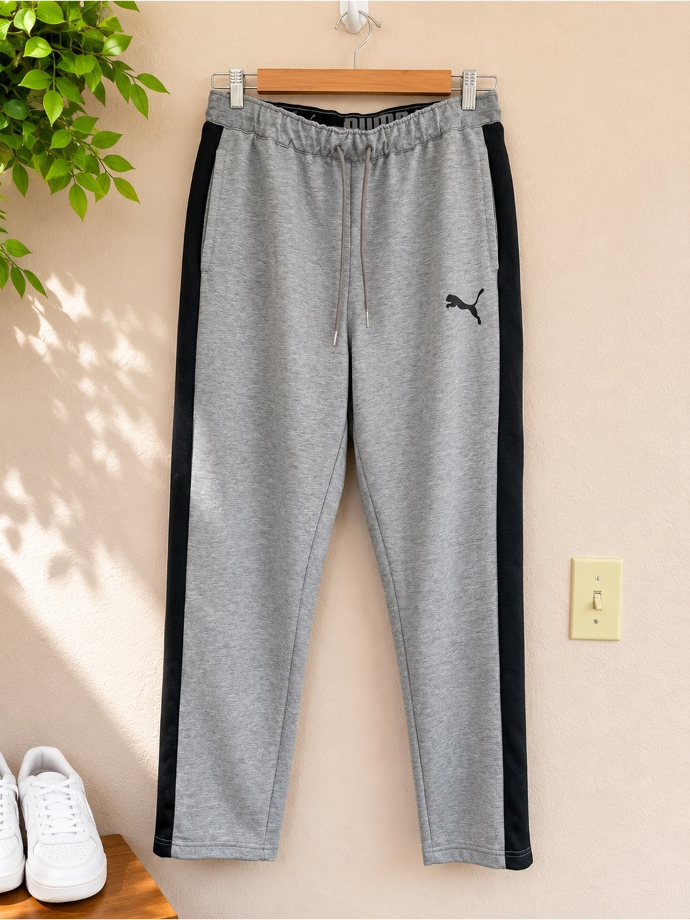 Puma Gray Joggers with Black Side Panels size M